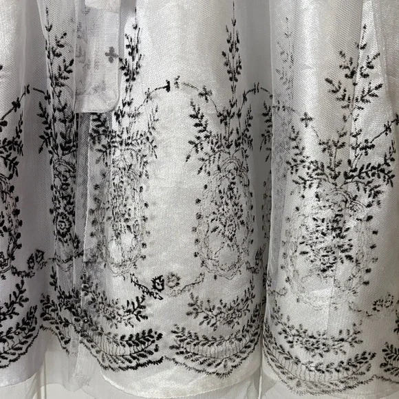 Jona Michelle Black Velvet and White Lace Dress with Red Flower - Picture 6 of 6